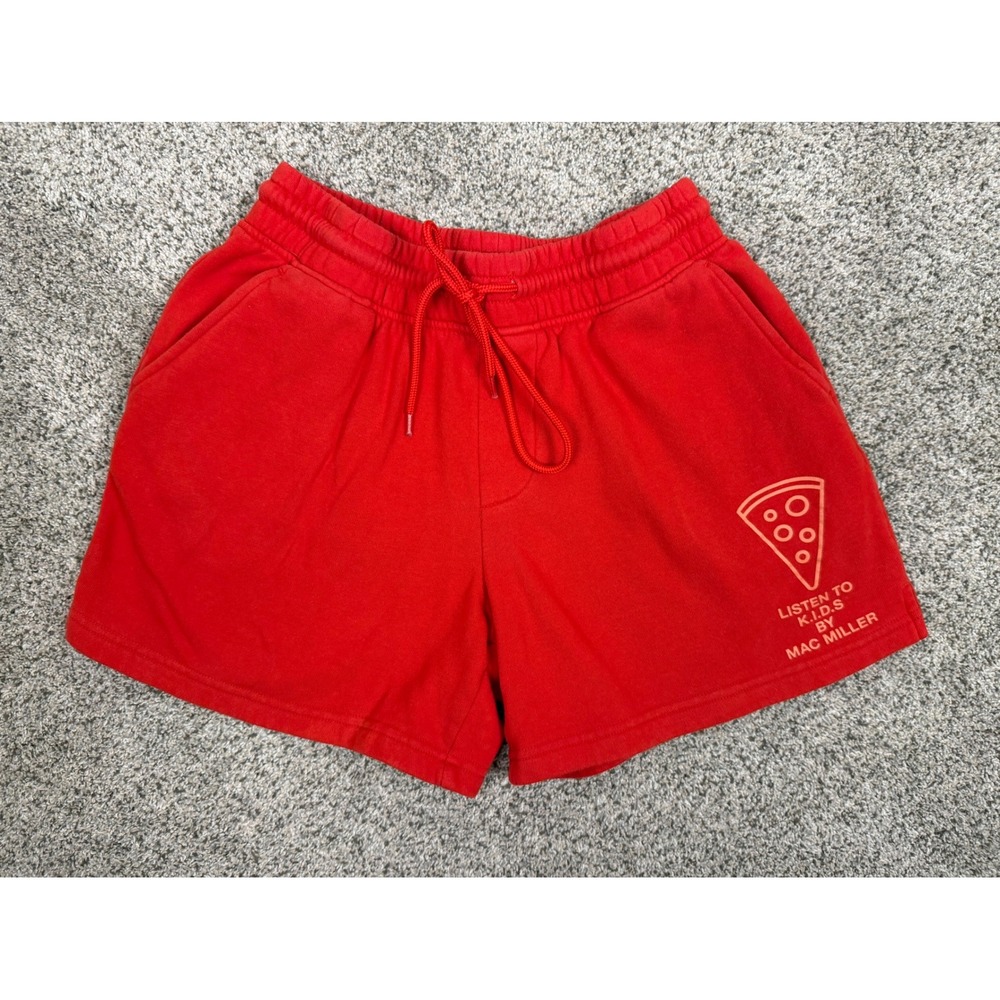 Mac Miller Sweat Shorts Womens Medium Red K.I.D.S. Pizza‎ Graphic Mixtape